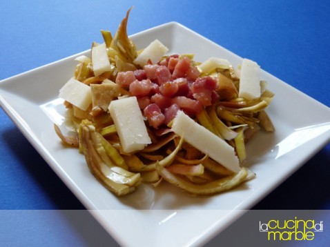 carciofi con pancetta e pecorino