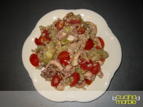 farro polpo carciofi pachino