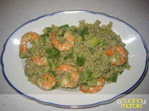 farro pesto gamberi zucchine
